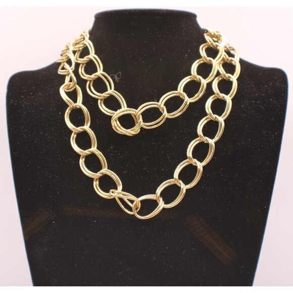 Sarah Coventry Necklace OR Chain Waist Belt Clip Closure Double Link Gold Tone - Picture 1 of 9